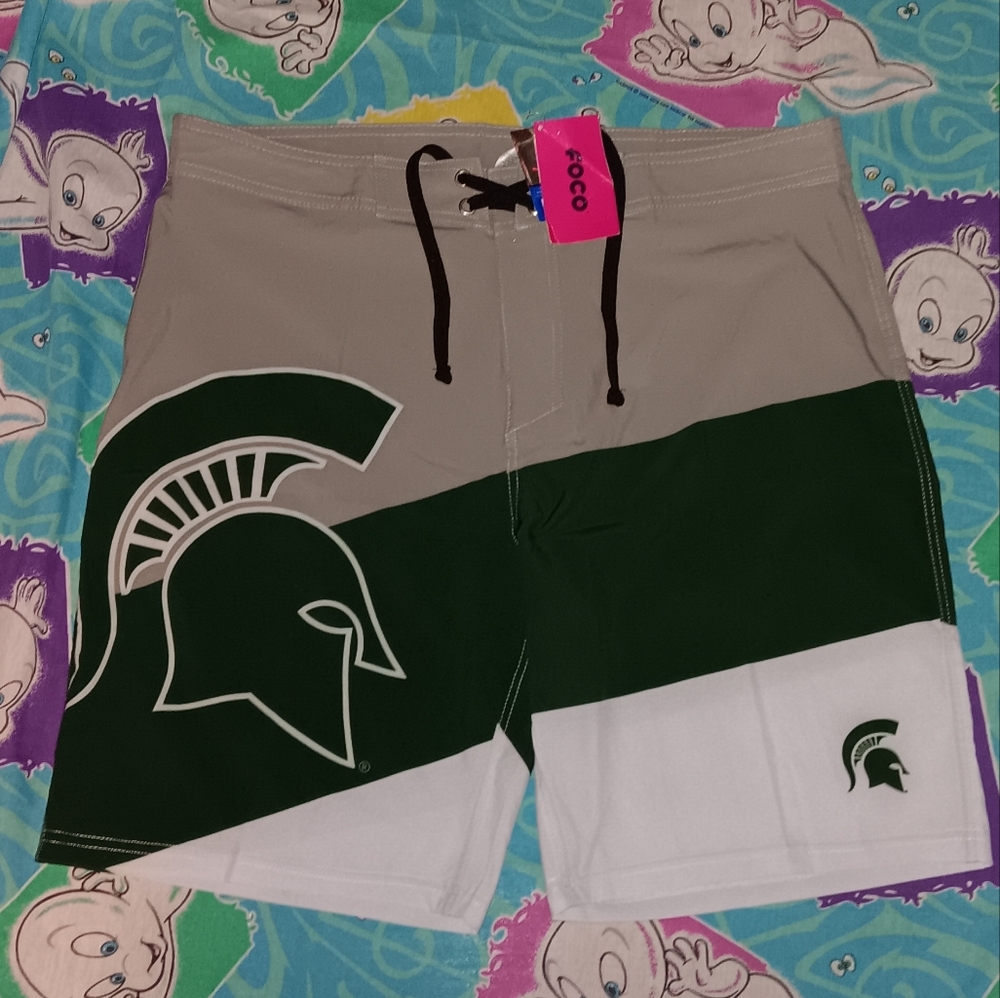 New Michigan State Spartans Shirt Board Shorts MSU Vintage